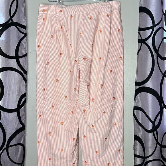 Evan Picone Women's Orange and White Trousers w/ Embroidered Flowers - Picture 5 of 9